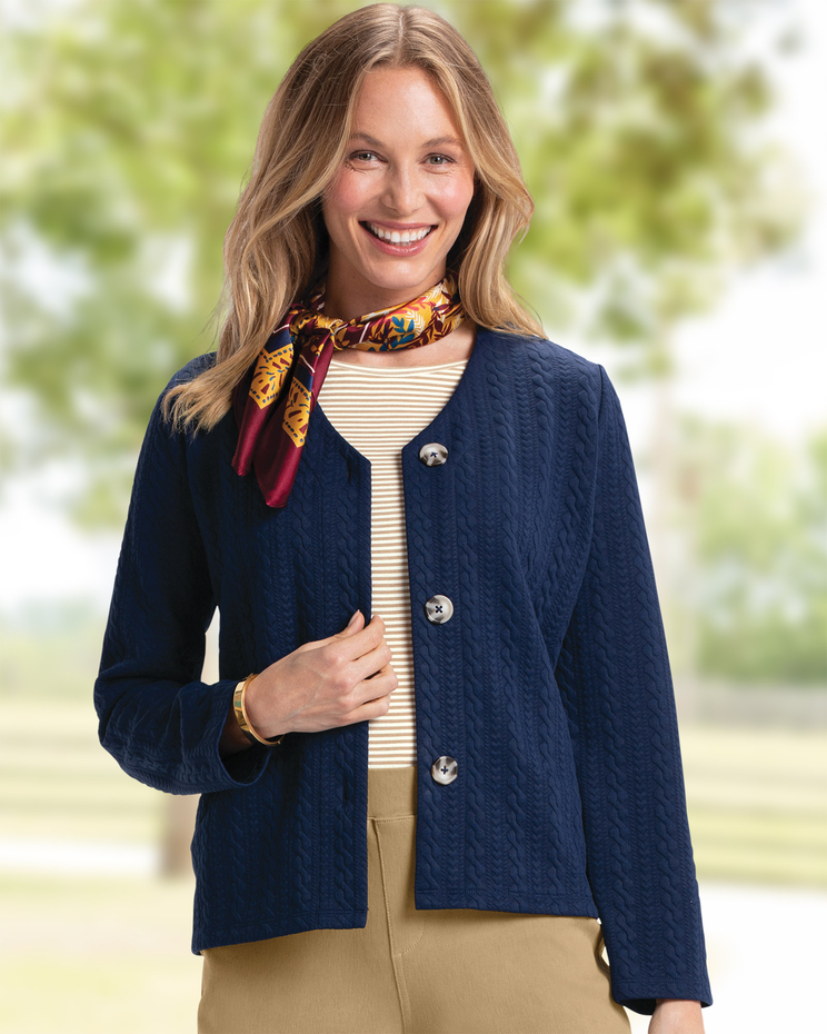 Cable-Textured Knit Cardigan image number 1