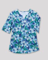 Hibiscus-Print Notch-Neck Tee thumbnail number 3
