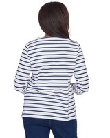 Alfred Dunner® A Fresh Start Ruched Sleeve Striped Floral Top thumbnail number 2