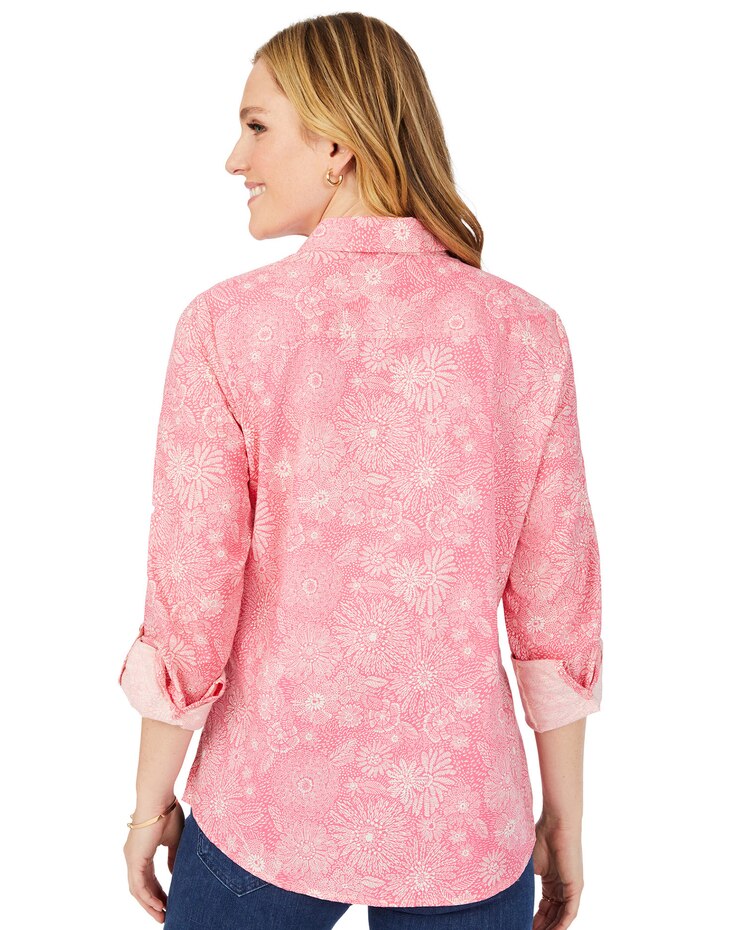 Zoey Roll-Tab Drawn Floral Shirt image number 2