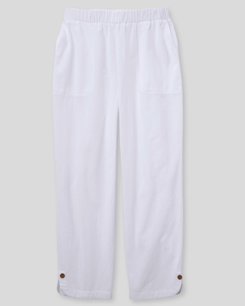 Captiva Button-Hem Cropped Pants 
