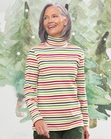 Essential Cotton Long-Sleeve Striped Turtleneck thumbnail number 1
