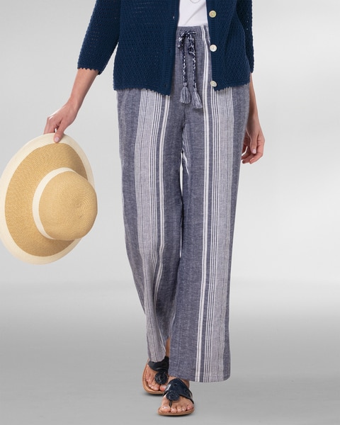 Variegated-Stripe Beach Pants