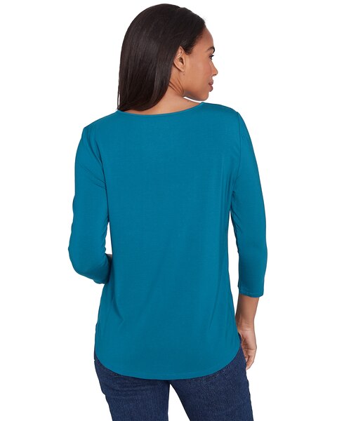 Ruby Rd® Wintery Glow Knit Embellished Stretch Top