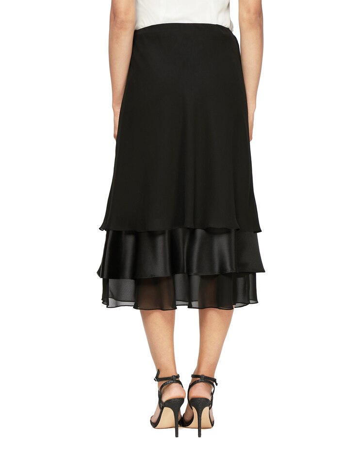 Tea Length Satin and Chiffon Triple Tier Hem Skirt image number 2