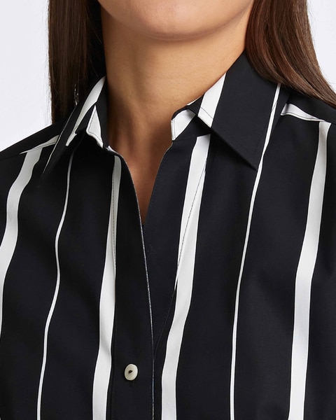 Foxcroft Paityn 3/4 Sleeve Stripe Shirt