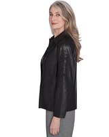 Alfred Dunner® Runway Ready Floral Embroidered Faux Leather Jacket thumbnail number 4