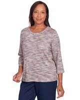 Alfred Dunner® A Fresh Start Space Dye Split Hem Top thumbnail number 3