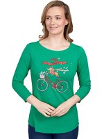 Ruby Rd® Holiday Puppy Bicycle Three-Quarter Sleeve Tee thumbnail number 1