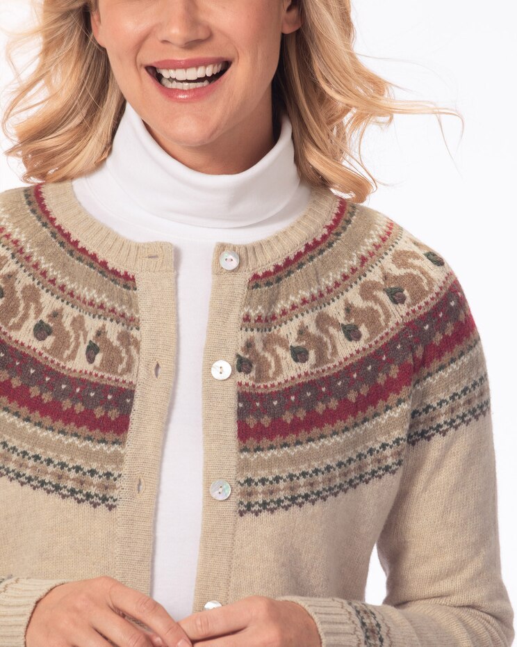 Limited Edition Wool Blend Squirrel Cardigan Sweater image number 4
