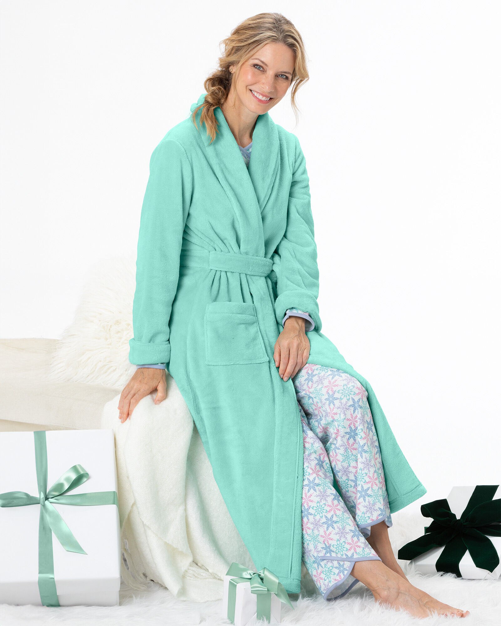 Fleece wrap robe sale