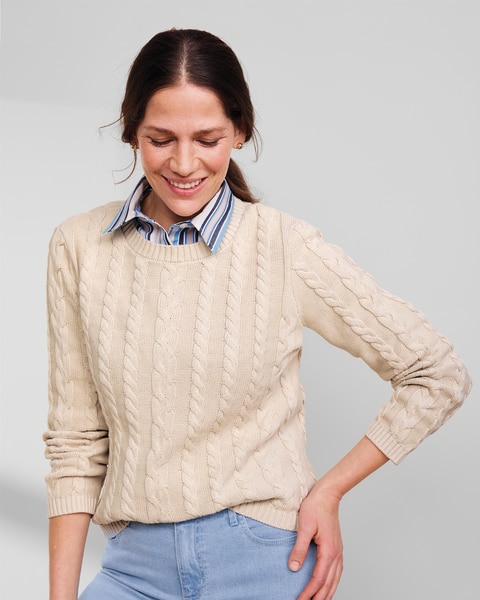 Bayside Cotton Mixed-Cable Pullover
