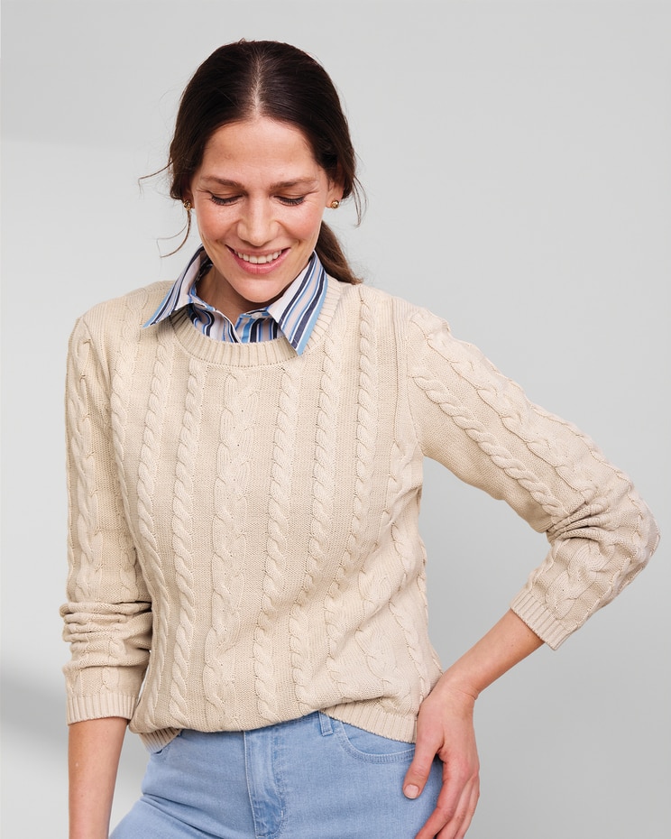 Bayside Cotton Mixed-Cable Pullover image number 1
