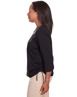 Alfred Dunner® Neutral Territory Embroidered Floral Side Tie Top thumbnail number 4