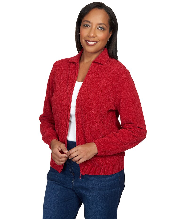 Alfred Dunner® Classics Classic Zip Up Front Cardigan image number 8