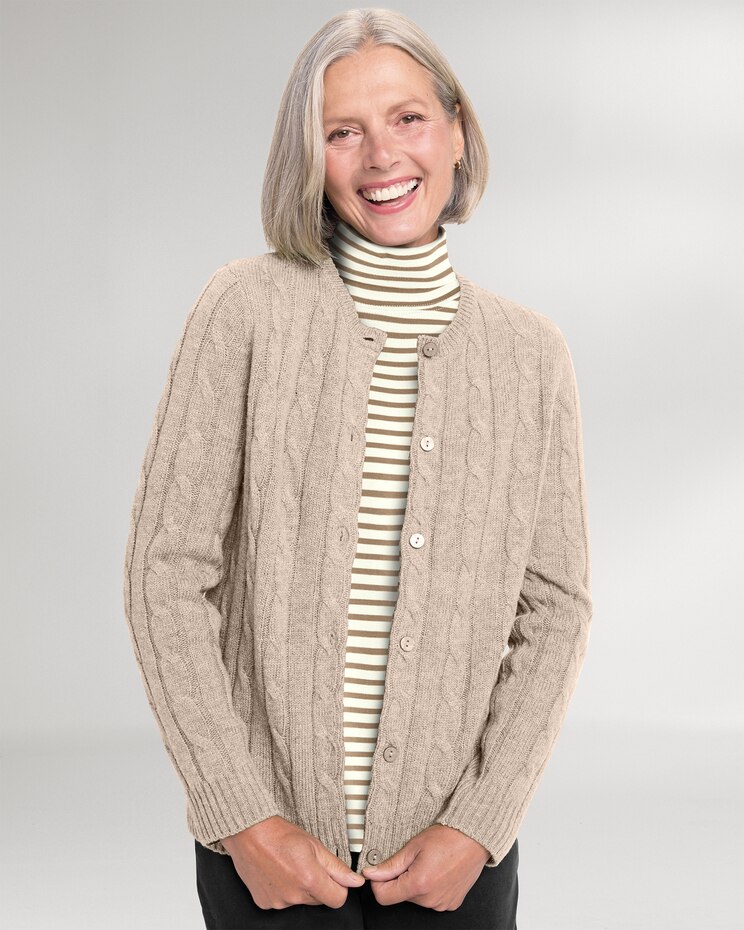 Classic Cabled Wool Cardigan image number 1