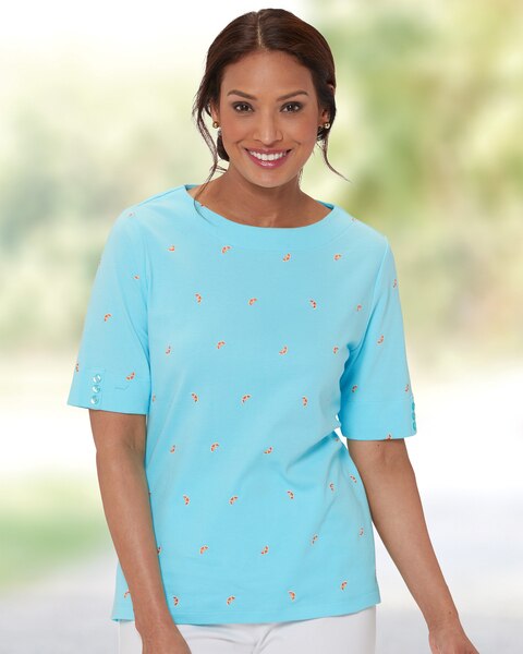 Limited-Edition Essential Cotton Embroidered Elbow-Sleeve Tee
