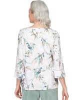 Alfred Dunner® St.Moritz Birds Crochet Flutter Sleeve Top thumbnail number 2