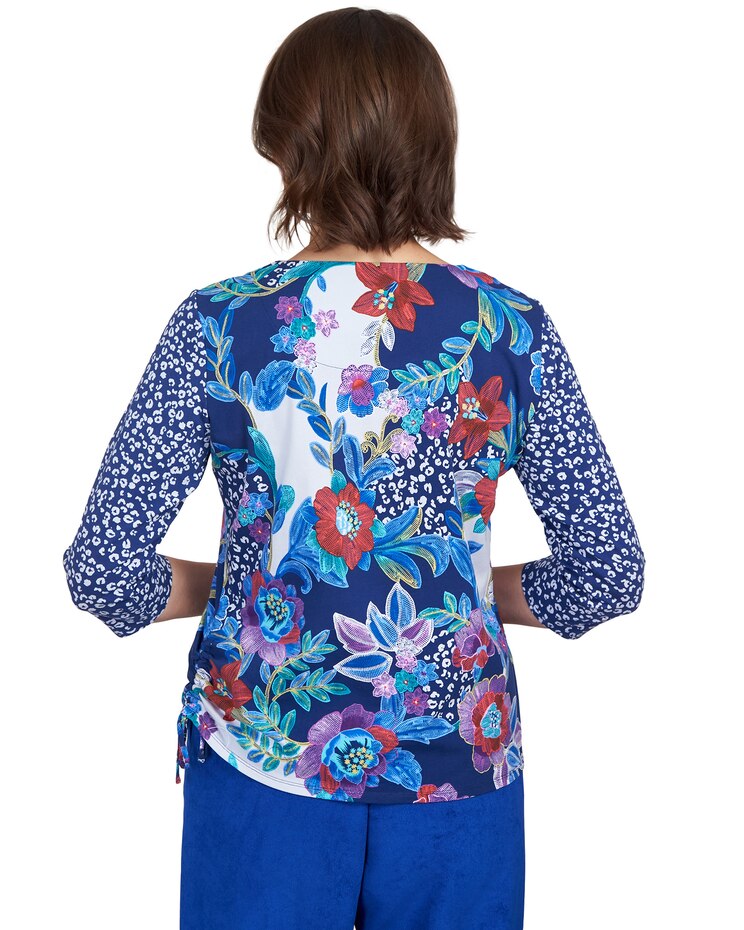 Alfred Dunner® Batik Floral Patch Drawstring Top image number 2
