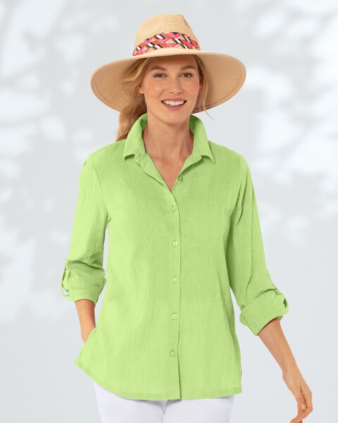 Crinkled Cotton Solid Shirt