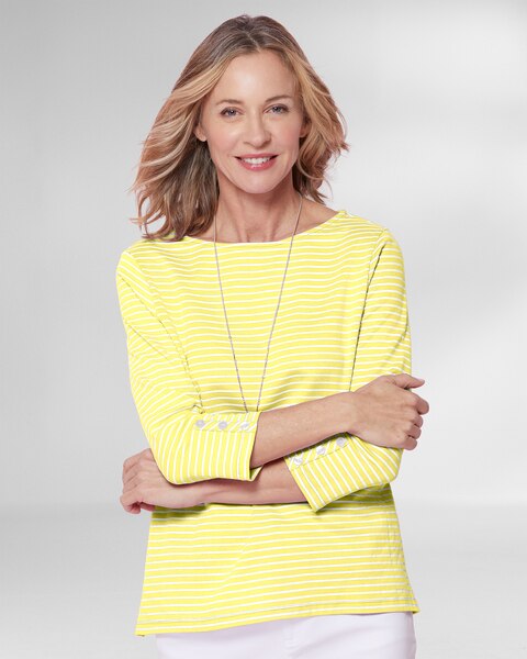 Coastal Cotton Striped Bateau-Neck Tee