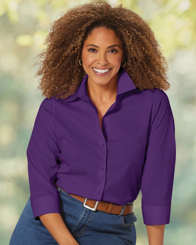 Foxcroft Perfect-Fit Three-Quarter Sleeve Non-iron Shirt image number 1