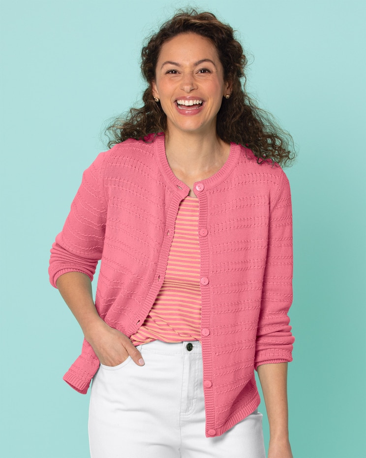 Bayside Cotton Textured Stripe Cardigan image number 1
