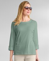 Essential Cotton Sedona Solid Roll-Sleeve Tee  thumbnail number 1