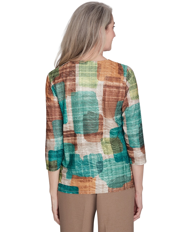 Alfred Dunner® Emerald Isle Color Blocking Texture Top image number 2