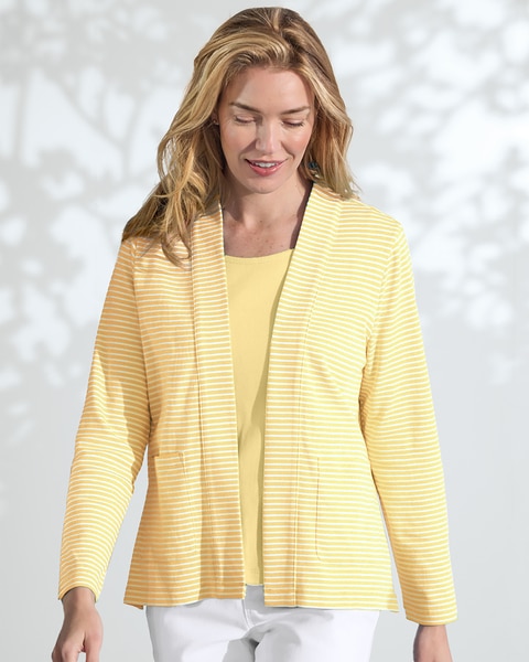 Coastal Cotton Striped Cardigan 