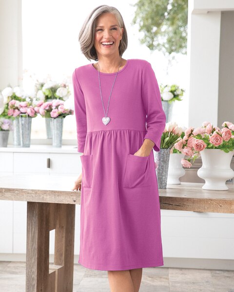 Boardwalk Knit Three-Quarter Sleeve Weekend Dress