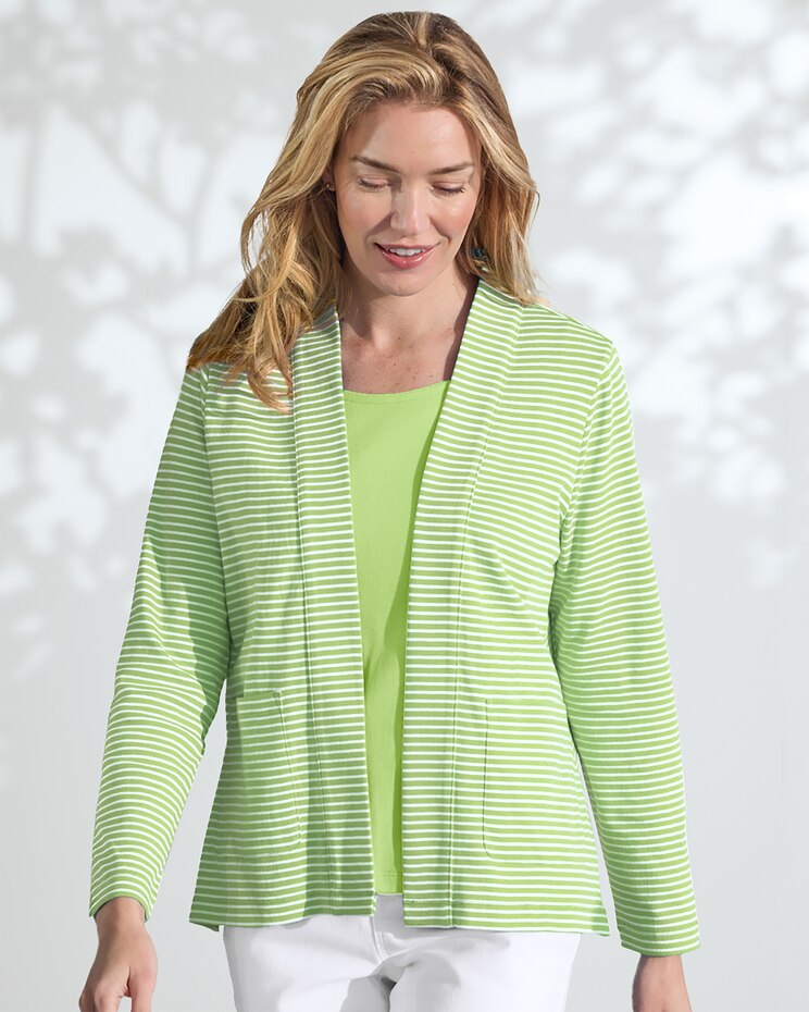 Coastal Cotton Striped Cardigan  image number 1
