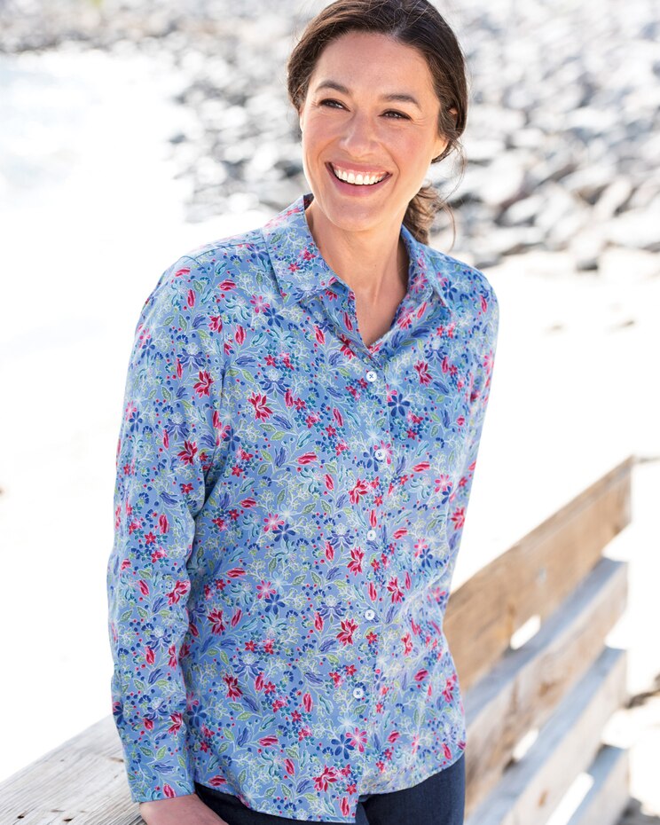 Foxcroft® Wildflower Garden No-Iron Cotton Long-Sleeve Shirt image number 1