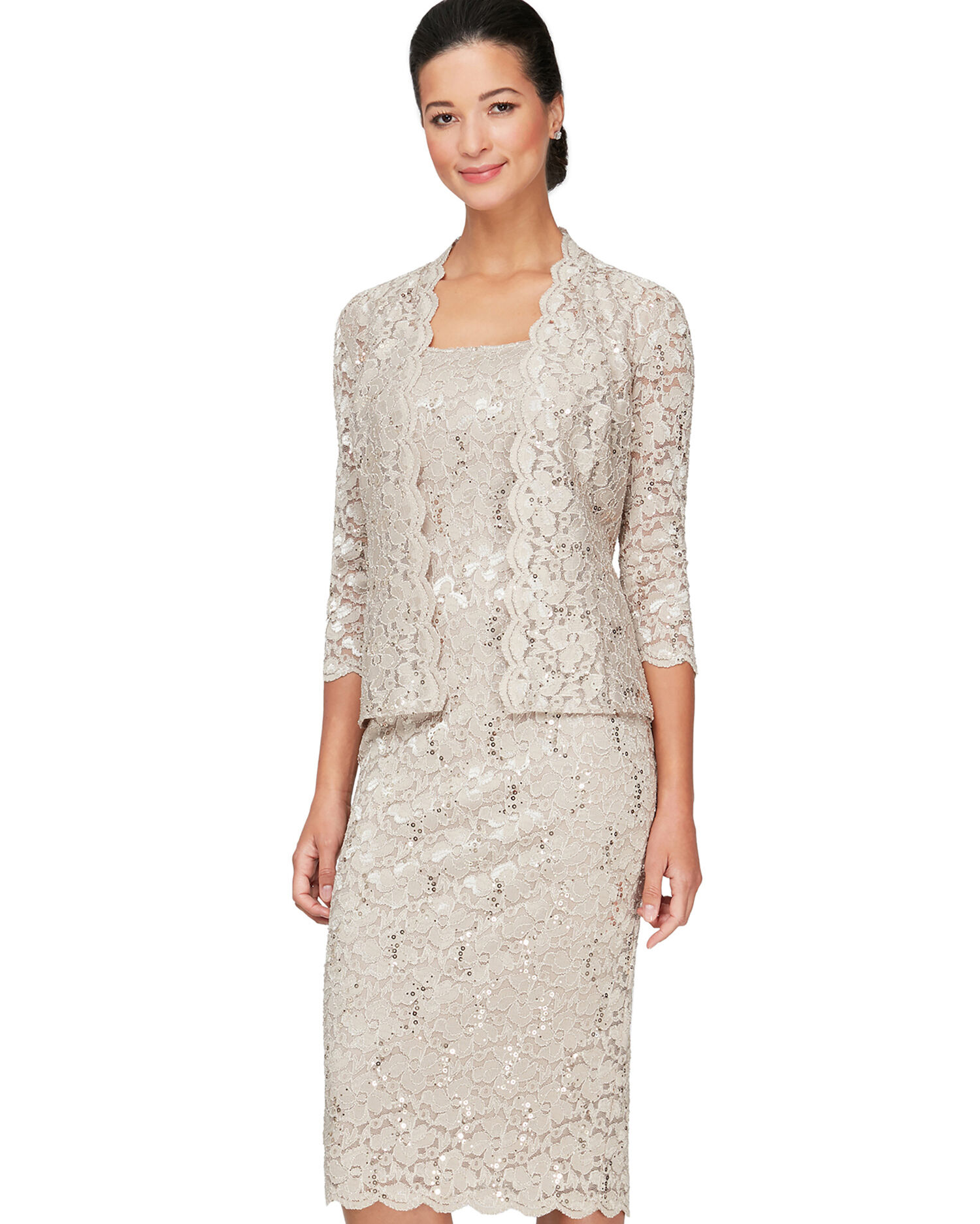 Alex evenings sequined lace gown hot sale