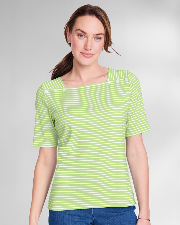 Coastal Cotton Striped Square-Neck Tee image number 1