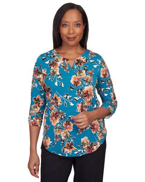 Alfred Dunner® Tossed Floral Shirttail Hem Top