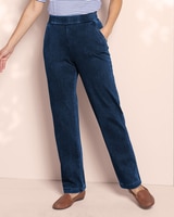 Classic Knit Denim Straight Leg Pants thumbnail number 1
