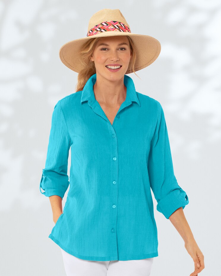 Crinkled Cotton Solid Shirt image number 1