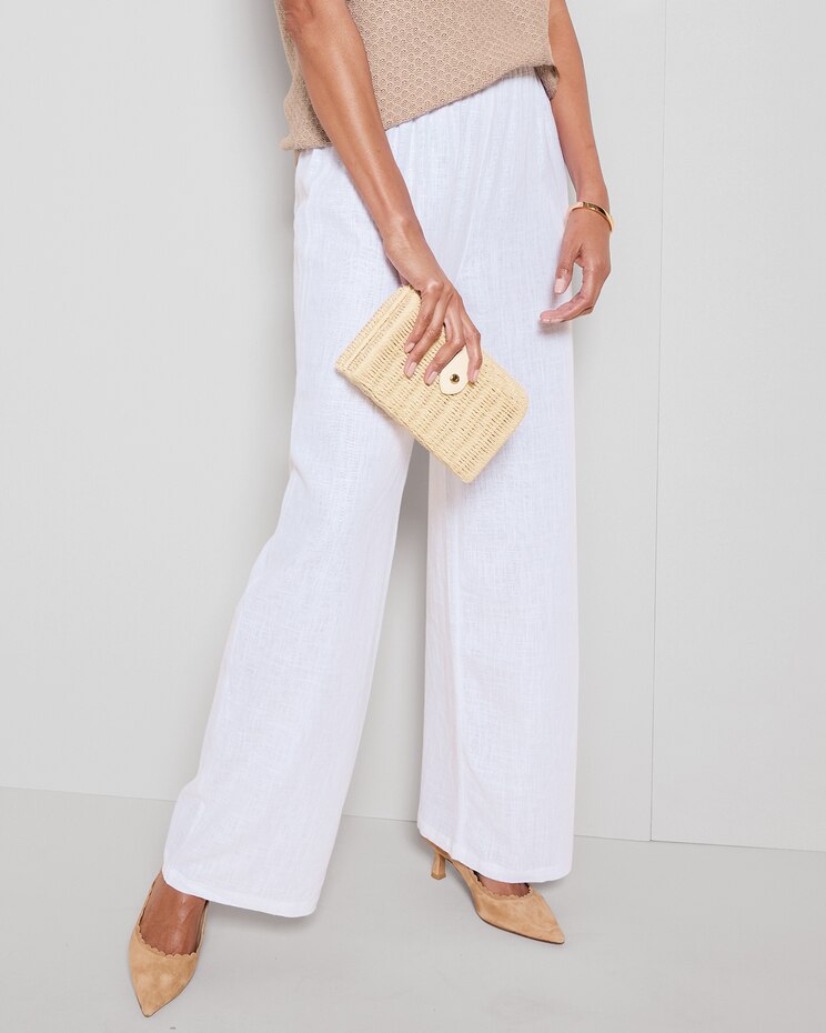 Linen-Blend Solid Pants image number 1