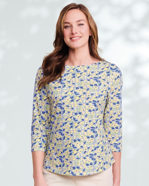 Prima™ Cotton Floral Tile-Print Tee 