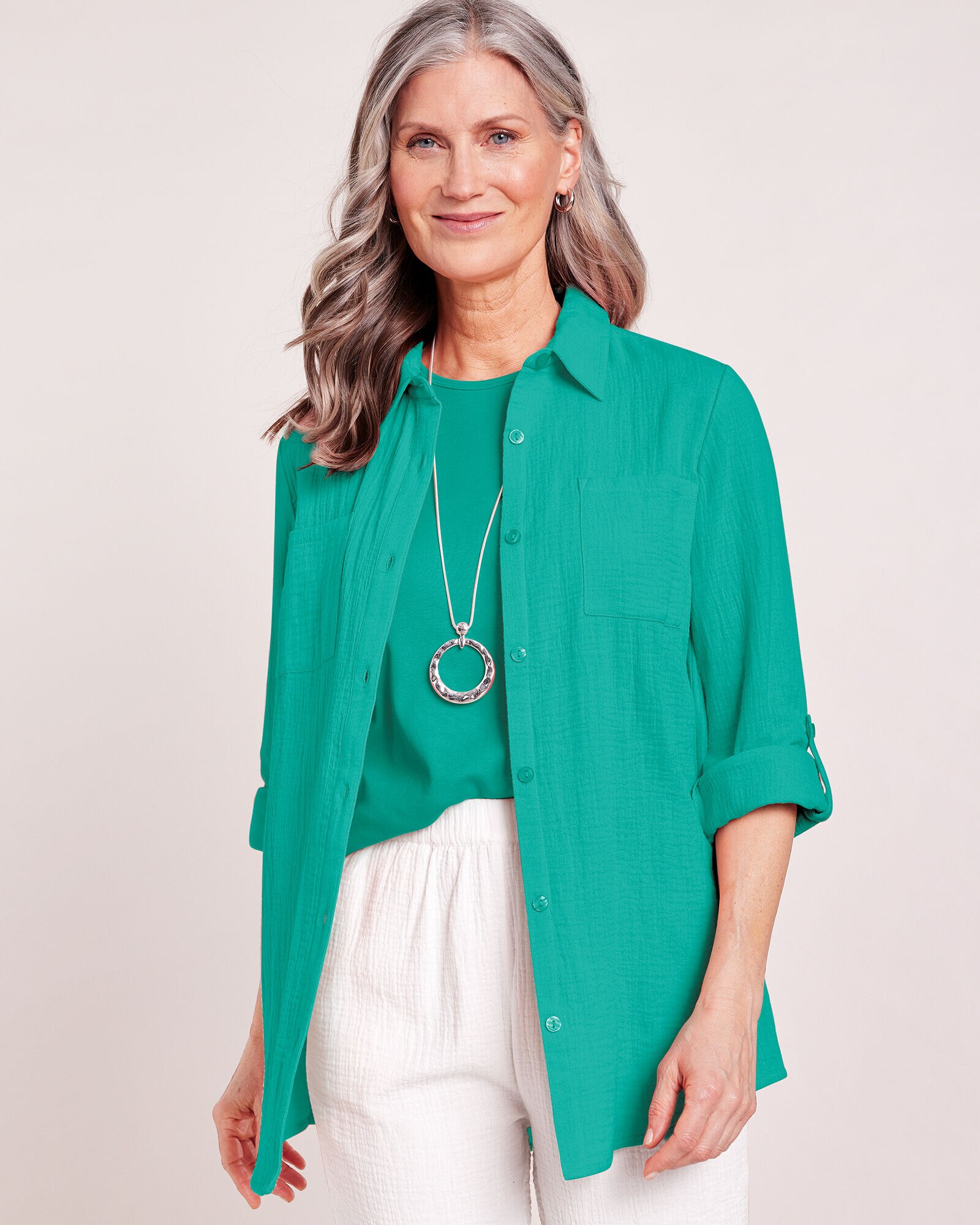 Gauze Button-Up Big Shirt