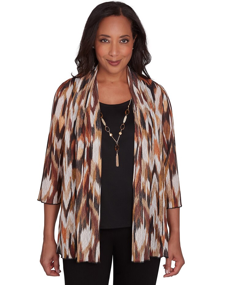 Alfred Dunner® Rue Rivoli Two In One Mesh Top With Detachable Necklace image number 1
