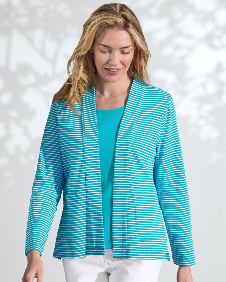 Coastal Cotton Striped Cardigan  image number 1