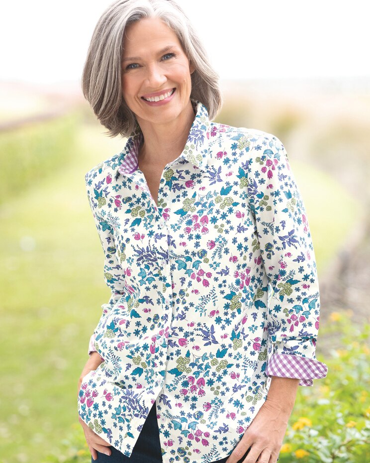 Limited-Edition Botanical & Gingham  Cotton Shirt image number 1