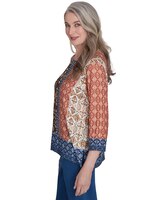Alfred Dunner® Harvest Moon Batik Textured Border Top thumbnail number 2