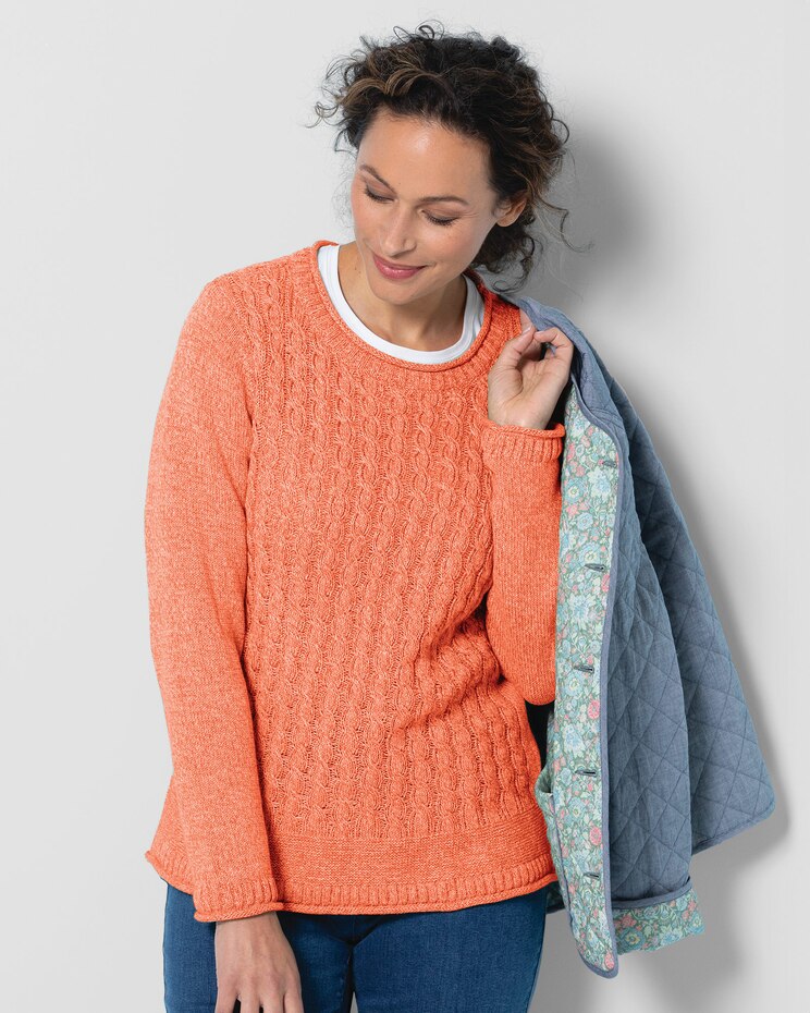Bayside Cotton Diamond-Cable Sweater image number 1