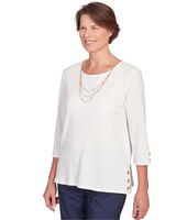 Alfred Dunner® St.Moritz Solid Knit Flutter Sleeve Top With Necklace thumbnail number 3
