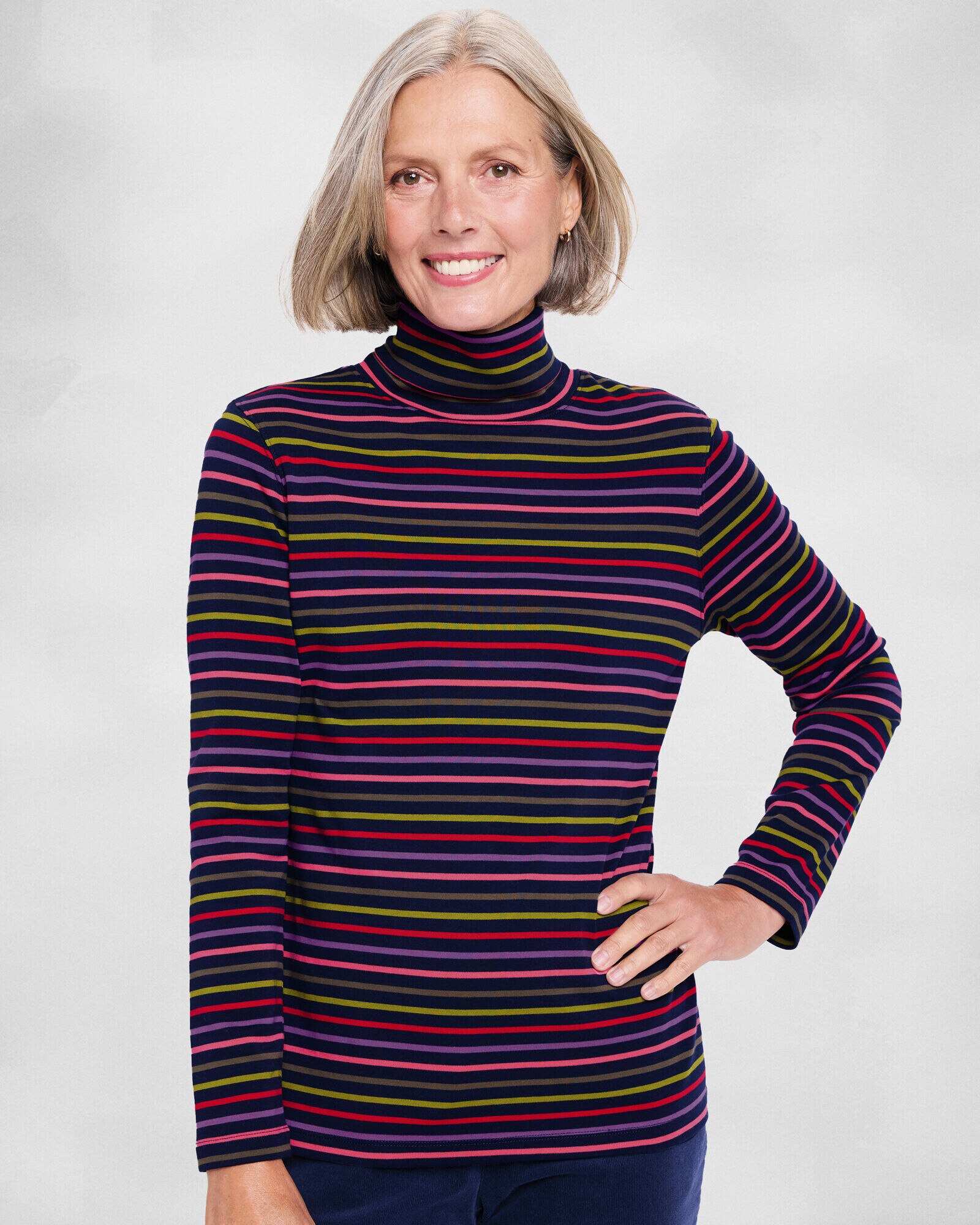 Essential Cotton Striped Turtleneck