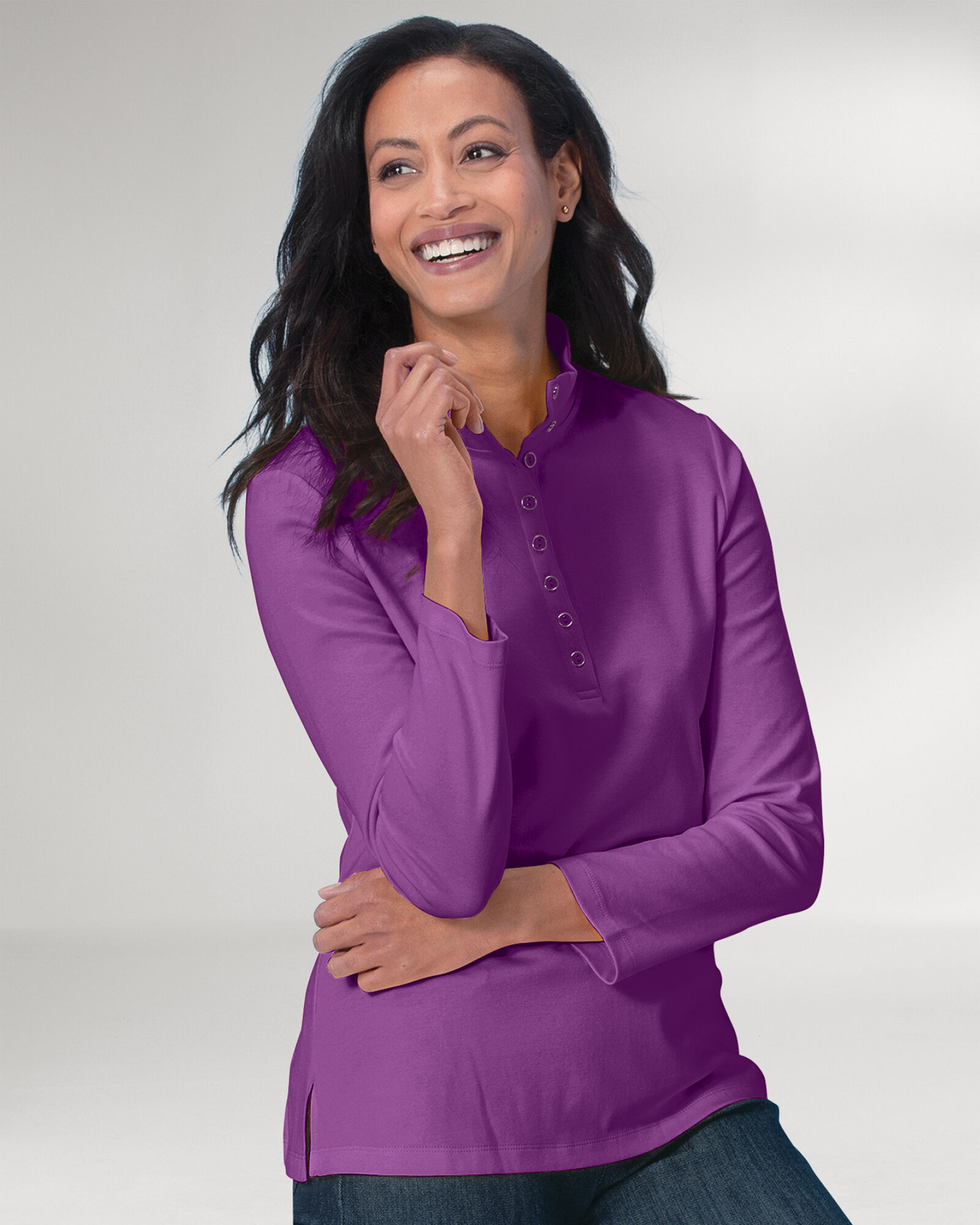 Mock neck henley best sale