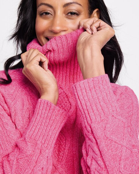 Bayside Cotton Cabled Turtleneck